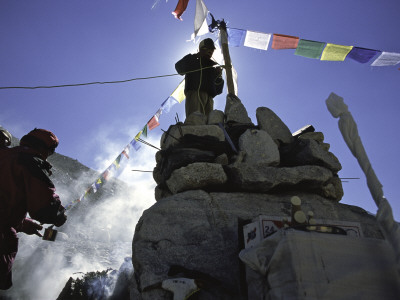 Preparing The Prayer Flags, Everest Base Camp by Michael Brown Pricing Limited Edition Print image