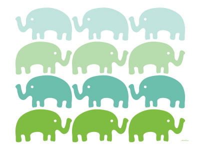 Green Elephant Family by Avalisa Pricing Limited Edition Print image