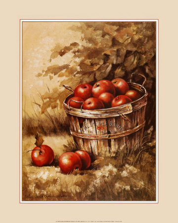 Wood Barrel And Apples by Peggy Thatch Sibley Pricing Limited Edition Print image