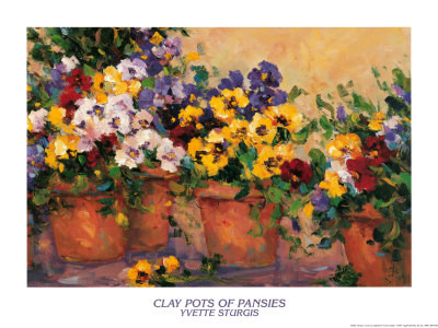 Clay Pots Of Pansies by Yvette Strugis Pricing Limited Edition Print image