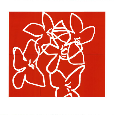 Fleurs Blanches Sur Fond Rouge, C.2003 by Nicolas Le Beuan Benic Pricing Limited Edition Print image