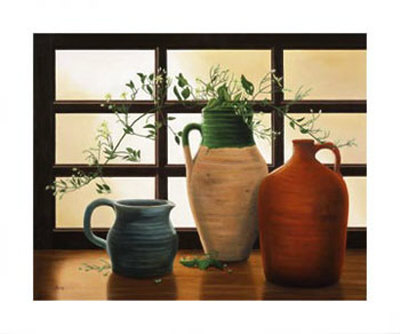 Olive Jar With Flowering Vine by Cecile Baird Pricing Limited Edition Print image