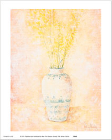 Forsythia In Blue And White Vase by Robin Shirley Pricing Limited Edition Print image