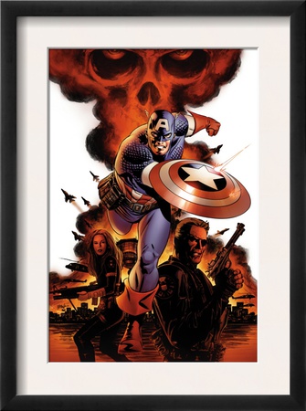 Captain America #1 Cover: Captain America, Nick Fury And Black Widow by Steve Epting Pricing Limited Edition Print image