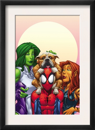 Marvel Adventures Super Heroes #13 Cover: Spider-Man, She-Hulk And Tigra by Patrick Scherberger Pricing Limited Edition Print image