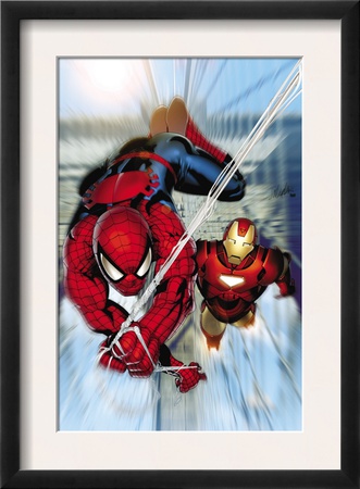 Invincible Iron Man #7 Cover: Iron Man And Spider-Man by Salvador Larroca Pricing Limited Edition Print image