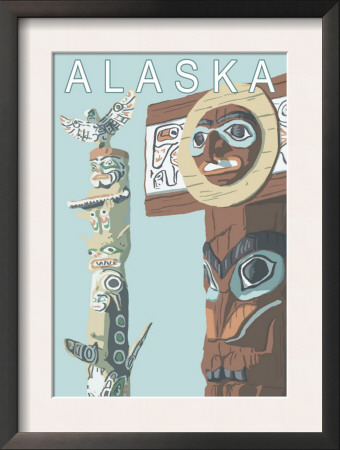Totem Scene - Alaska, C.2009 by Lantern Press Pricing Limited Edition Print image