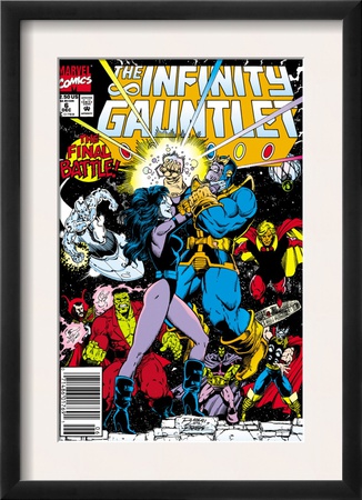 Infinity Gauntlet #6 Cover: Adam Warlock, Thanos, Nebula, Silver Surfer, Hulk And Thor Fighting by George Perez Pricing Limited Edition Print image