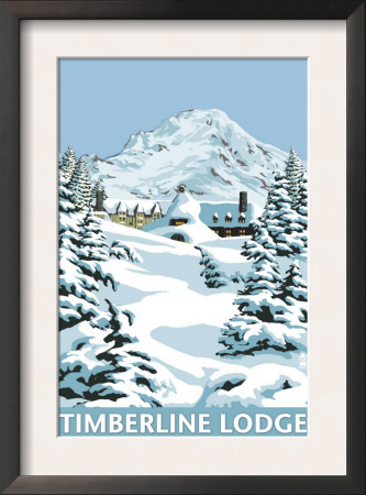 Timberline Lodge - Winter Scene At Mt. Hood, C.2009 by Lantern Press Pricing Limited Edition Print image