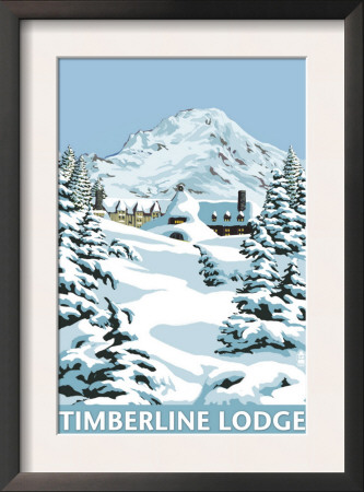 Timberline Lodge - Winter Scene At Mt. Hood, C.2009 by Lantern Press Pricing Limited Edition Print image