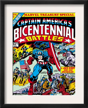 Captain America Bicentennial Battles Cover: Captain America Charging by Jack Kirby Pricing Limited Edition Print image