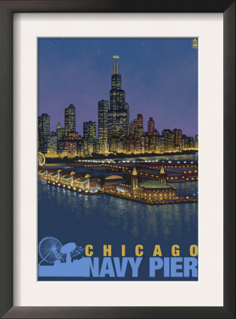Navy Pier And Sears Tower - Chicago, Il, C.2009 by Lantern Press Pricing Limited Edition Print image