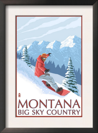 Montana - Big Sky Country - Snowboarder, C.2008 by Lantern Press Pricing Limited Edition Print image