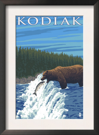 Kodiak, Alaska - Bear Fishing, C.2009 by Lantern Press Pricing Limited Edition Print image