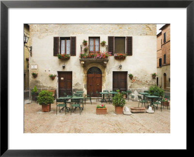Early Morning Exterior Of A Restaurant, Pienza, Italy by Dennis Flaherty Pricing Limited Edition Print image