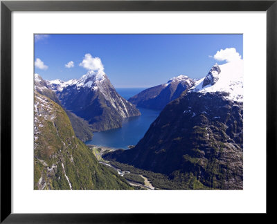Cleddau Valley To Mitre Peak And Milford Sound, Fjordland National Park, South Island, New Zealand by David Wall Pricing Limited Edition Print image