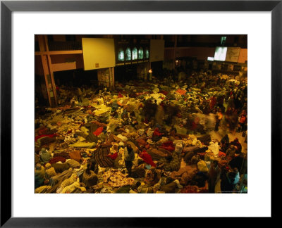 Railway Station Hall At Night Packed With Sleeping Pilgrims, Varanasi, Uttar Pradesh, India by Anders Blomqvist Pricing Limited Edition Print image
