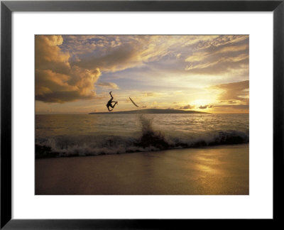 Skimboarder Flips Head Over Heels Off A Wave, Makena Beach, Maui Island, Hawaiian Islands by Skip Brown Pricing Limited Edition Print image