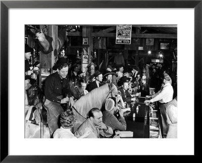 Man On Horse In Bar During Reenactment Of Killing In James Butler Wild Bill Hickok By Jack Mccall by Alfred Eisenstaedt Pricing Limited Edition Print image