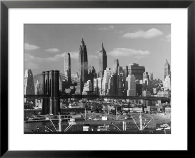 New York City Skyline And Brooklyn Bridge, 1948 by Andreas Feininger Pricing Limited Edition Print image