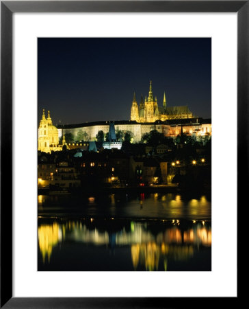 Vltava River From Charles Bridge Of Prague Castle, At Night, Prague, Czech Republic by Richard Nebesky Pricing Limited Edition Print image