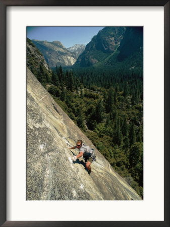 Rock Climber On Nutcracker, A Climb Rated 5.8 In Yosemite Valley. by Bobby Model Pricing Limited Edition Print image