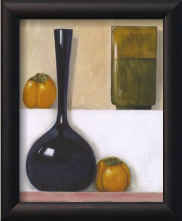 Blue Vase & Persimmons by Jennifer Hammond Pricing Limited Edition Print image