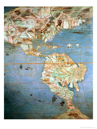 Map Of North And South America, From Sala Del Mappamondo (Hall Of The World Maps, C. 1574-75) by Antonio Giovanni De Varese Pricing Limited Edition Print image
