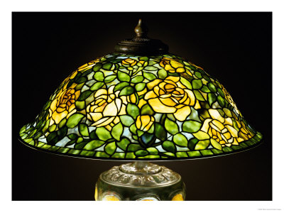 A Detail Of The Shade Taken From A Rose Leaded Glass Turtleback Tile And Bronze Table Lamp by Tiffany Studios Pricing Limited Edition Print image