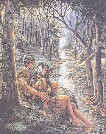 Couple And Creek by Jonnie Kostoff Pricing Limited Edition Print image