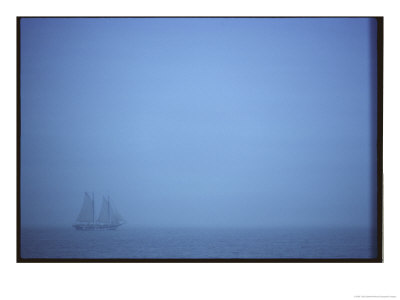A Schooner Ship Sails Through Dense Fog Off The Coast Of New England by Todd Gipstein Pricing Limited Edition Print image