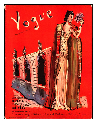 Vogue Cover - October 1937 by Christian Berard Pricing Limited Edition Print image