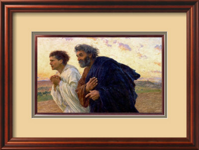 The Disciples Peter And John Running To The Sepulchre On The Morning Of The Resurrection, C.1898 by Eugene Burnand Pricing Limited Edition Print image