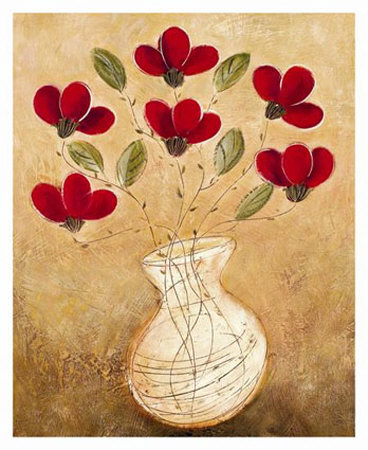Six Red Flowers by Viola Lee Pricing Limited Edition Print image