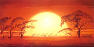 Sunrise With Giraffes by Leon Wells Pricing Limited Edition Print image