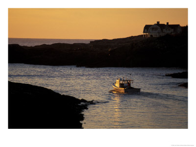Fishing Boat In The Cove At Sunrise, Maine, Usa by Jerry & Marcy Monkman Pricing Limited Edition Print image