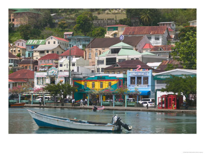 Shops, Restaurants And Wharf Road, The Carenage, Grenada, Caribbean by Walter Bibikow Pricing Limited Edition Print image