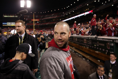 2011 World Series Game 7 - Rangers V Cardinals, St Louis, Mo - October 28: Chris Carpenter by Ezra Shaw Pricing Limited Edition Print image