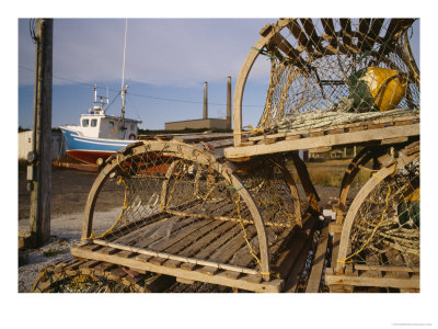 Lobster And Fishing Traps Lie Near A Fishing Boat On A Trailer by Eightfish Pricing Limited Edition Print image