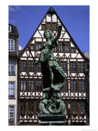 The Lady Of Justice And Her Scales In The Old Section Of Frankfurt, Germany by Taylor S. Kennedy Pricing Limited Edition Print image