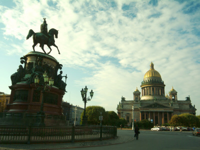 The Golden Dome Of Saint Isaacs Cathedral And Statue Of Nicholas I by Richard Nowitz Pricing Limited Edition Print image