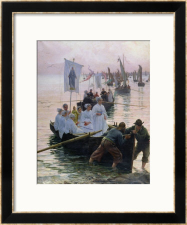 The Arrival Of The Procession Of St. Anne From Fouesnant To Concarneau, 1887 by Alfred Guillou Pricing Limited Edition Print image