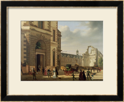 The Entrance To The Musee De Louvre And St. Louis Church, 1822 by Etienne Bouhot Pricing Limited Edition Print image