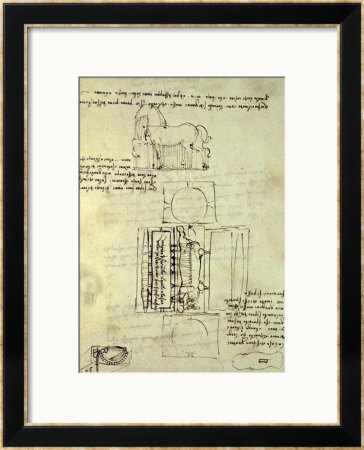 Sketch Of A Horse And Various Other Diagrams by Leonardo Da Vinci Pricing Limited Edition Print image