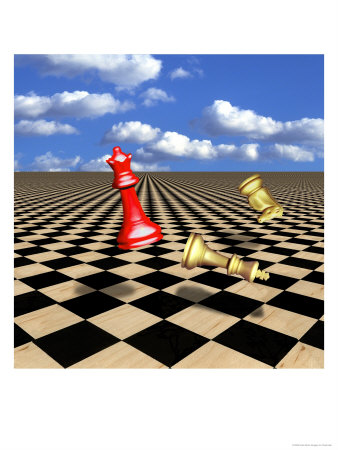 Chess Pieces On Board Going Into Horizon by Paul Katz Pricing Limited Edition Print image