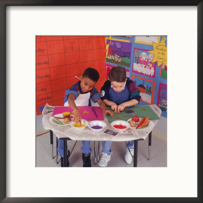 Two Boys Having Fun With Finger Paints by Nancy Sheehan Pricing Limited Edition Print image