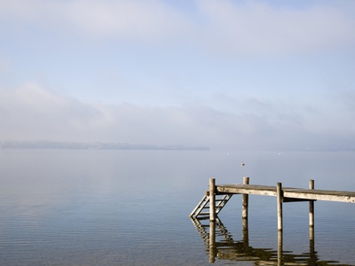 Pier And Lake In Winter by Lilian Henglein Pricing Limited Edition Print image