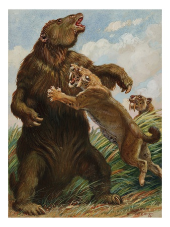 The Slow Megatherium Was No Match For The Saber Tooth Tiger by National Geographic Society Pricing Limited Edition Print image
