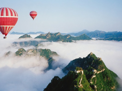 Hot Air Balloons Above The Great Wall by Astock Pricing Limited Edition Print image