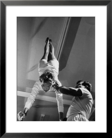 Members Of The Us Women's Ski Team Practicing Gymnastics To Get Ready For The Ski Season by Peter Stackpole Pricing Limited Edition Print image